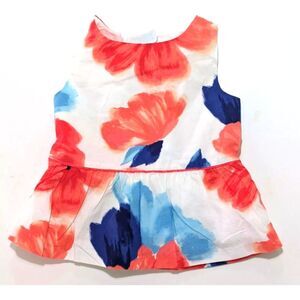 Janie And Jack Peplum White Floral Watercolor Top Blouse